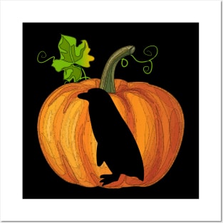 Penguin in pumpkin Posters and Art